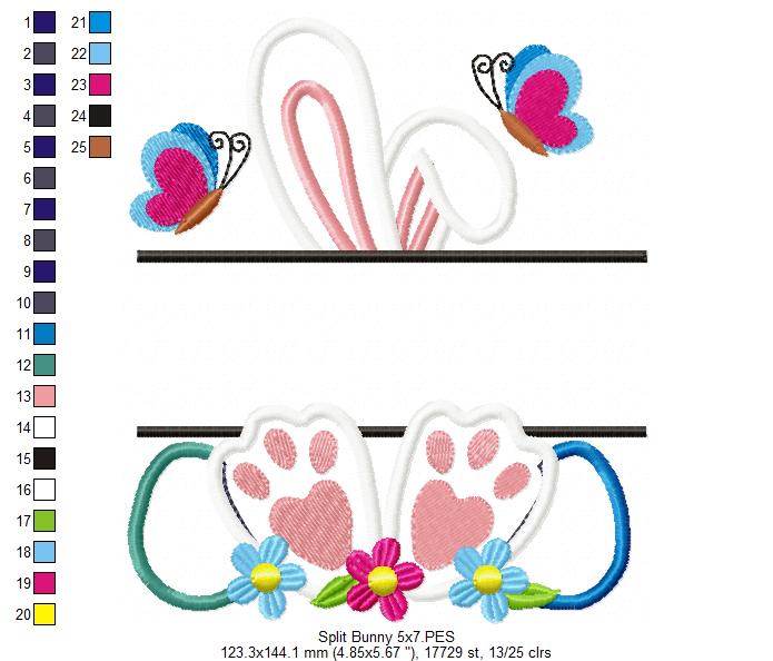 Split Bunny - Applique - Machine Embroidery Design