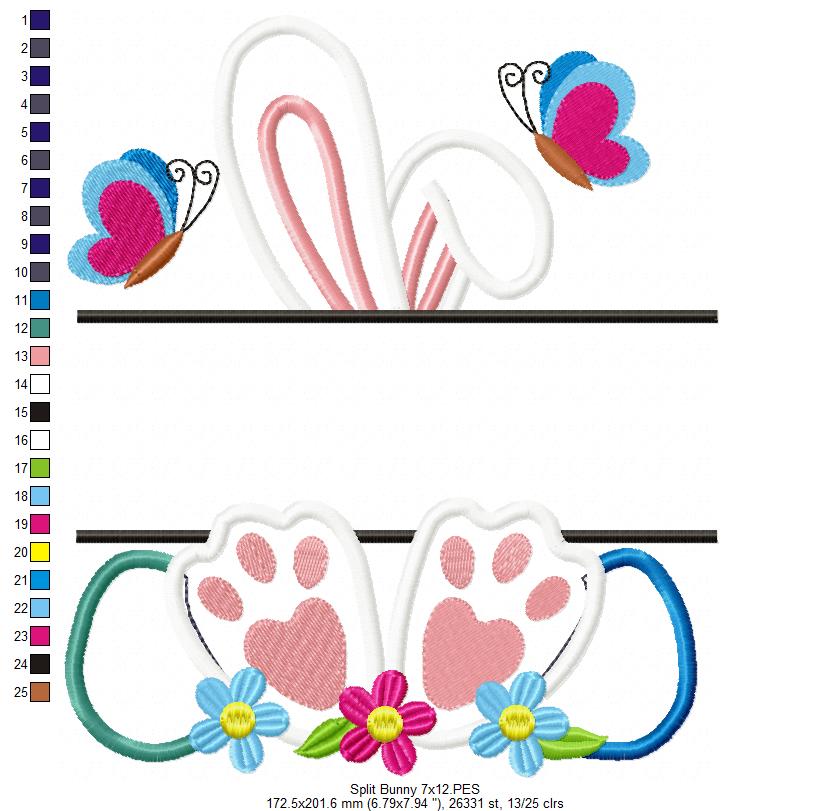 Split Bunny - Applique - Machine Embroidery Design