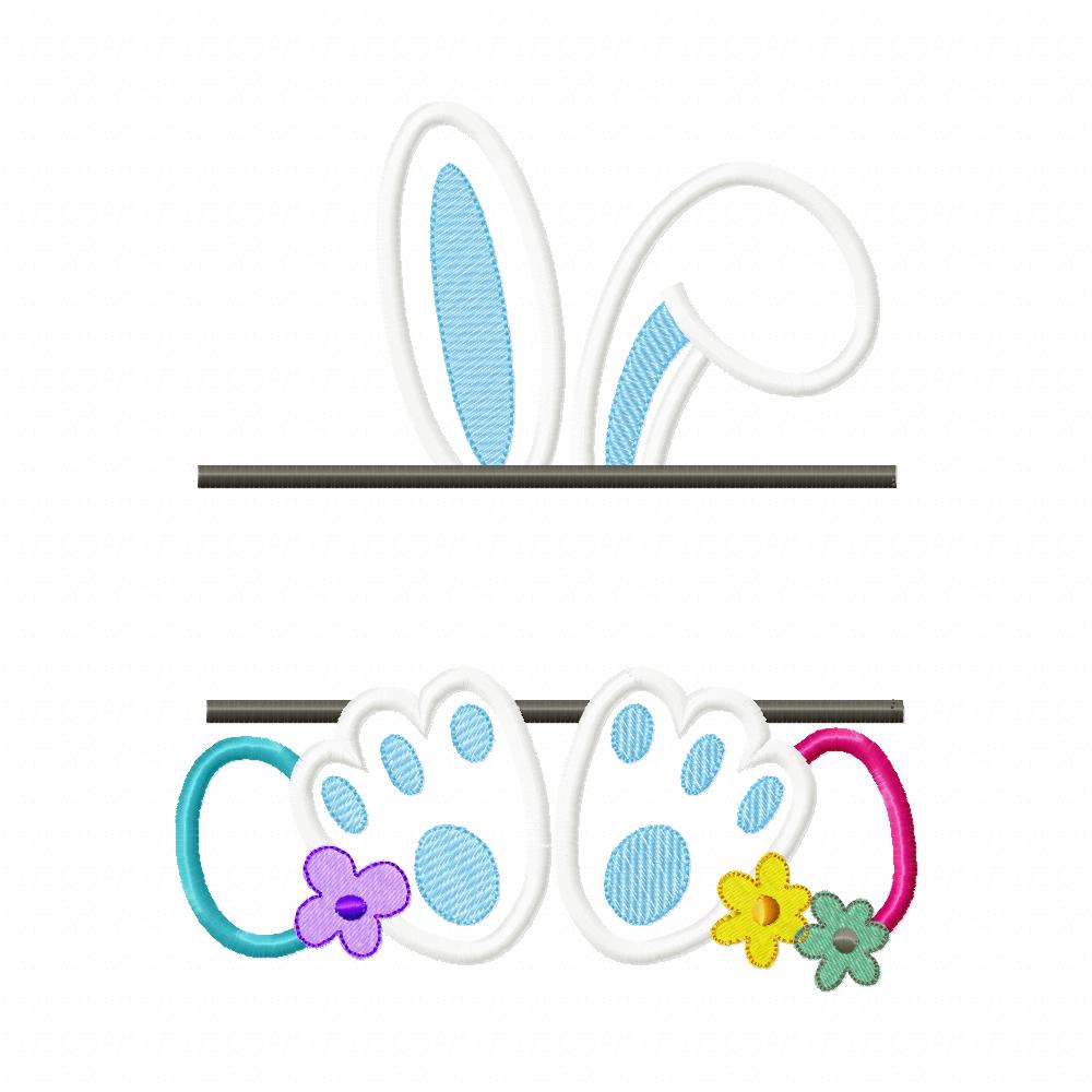 Split Bunny Boy and Eggs - Applique - Machine Embroidery Design