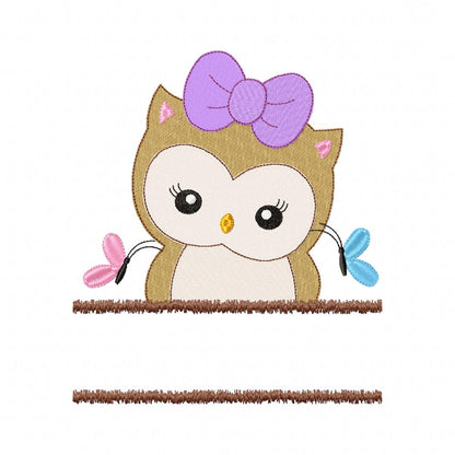 Cute Split Owl - Fill Stitch - Machine Embroidery Design
