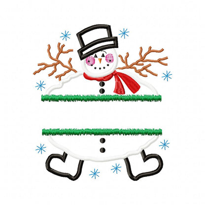 Split Snowman - Applique - Machine Embroidery Design