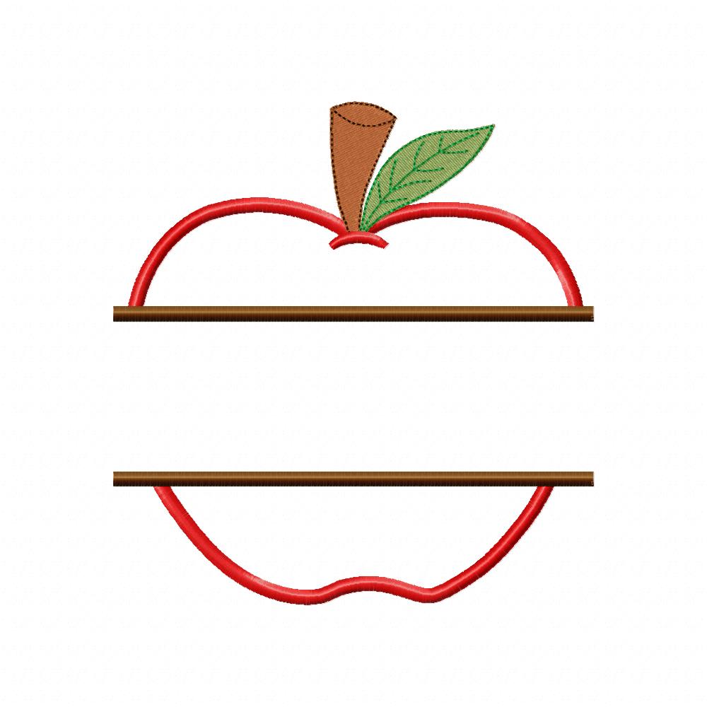 Split Apple - Applique - Machine Embroidery Design