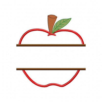 Split Apple - Applique - Machine Embroidery Design