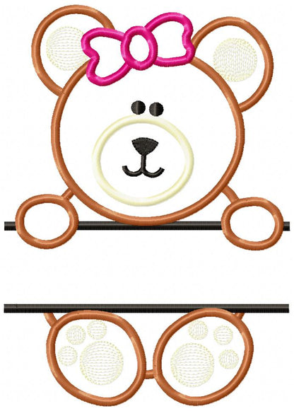 🎀 Cute Bow & Bowtie Teddy Bears 🧸 – Appliqué – Machine Embroidery Design