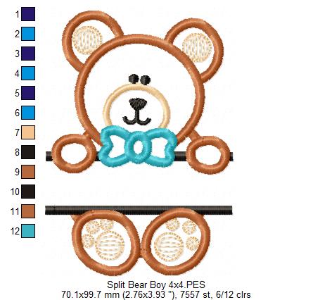 🧸 Sweet Teddy Bear with Bow Tie 💙 – Appliqué  - Machine Embroidery Design