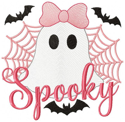 Cute Spooky Halloween Ghost – Rippled Stitch – Machine Embroidery Design