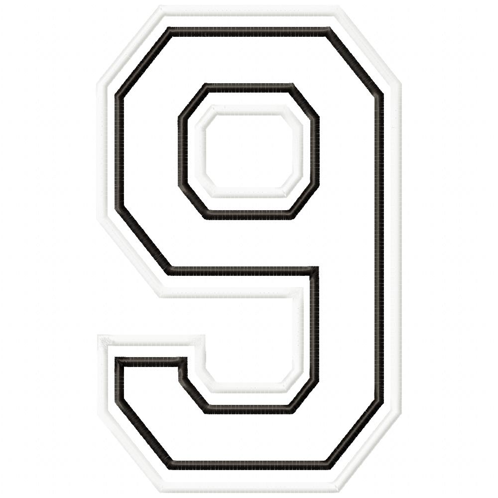 0-9 Sport Numbers - Applique Machine Embroidery Design