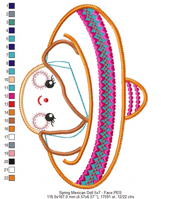 Mexican Spring Doll - ITH Project - Machine Embroidery Design