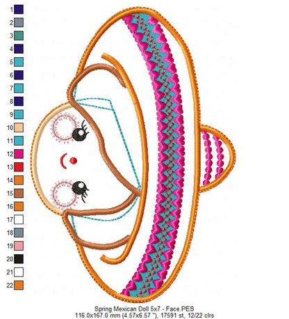 Mexican Spring Doll - ITH Project - Machine Embroidery Design
