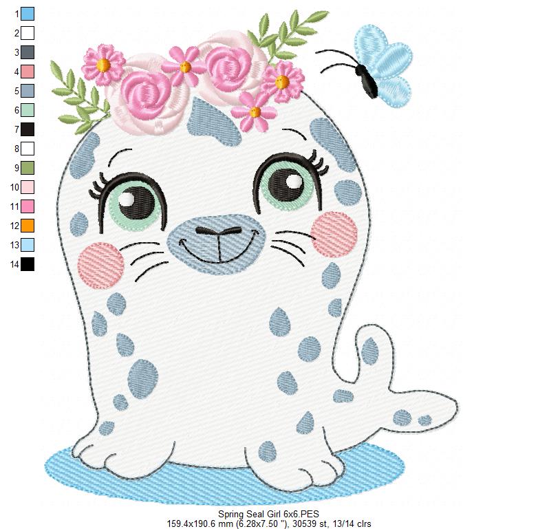 Beautiful Spring Seal - Rippled Stitch - Machine Embroidery Design