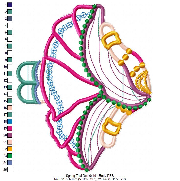 Thai Spring Doll - ITH Project - Machine Embroidery Design