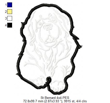 Saint Bernard Dog - Applique - Machine Embroidery Design