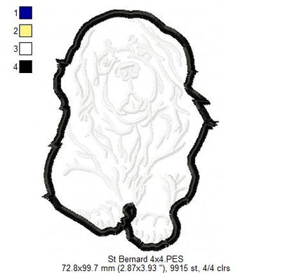 Saint Bernard Dog - Applique - Machine Embroidery Design
