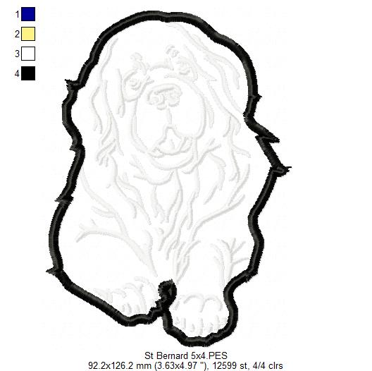 Saint Bernard Dog - Applique - Machine Embroidery Design