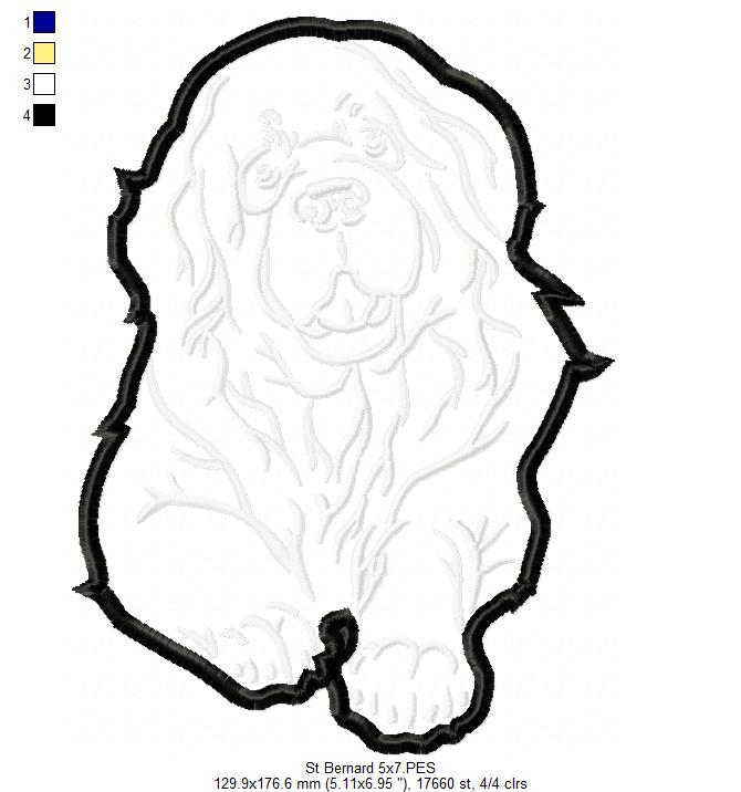 Saint Bernard Dog - Applique - Machine Embroidery Design