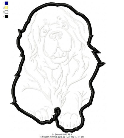Saint Bernard Dog - Applique - Machine Embroidery Design