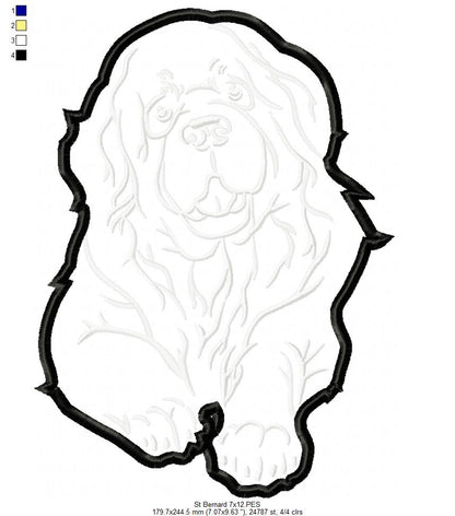 Saint Bernard Dog - Applique - Machine Embroidery Design