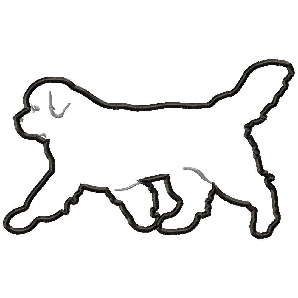 Saint Bernard Dog Walking - Applique - Machine Embroidery Design