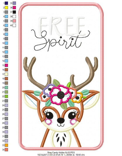 Boho Animals Candy Holder Set of 4 Designs - ITH Project - Machine Embroidery Design