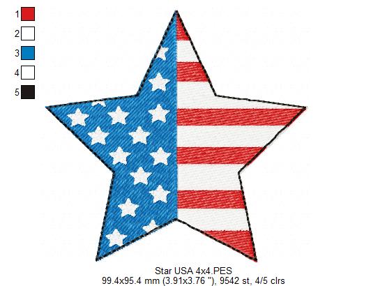 ⭐ Patriotic Star Shine ✨ – Fill Stitch – Machine Embroidery Design