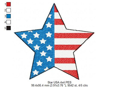 ⭐ Patriotic Star Shine ✨ – Fill Stitch – Machine Embroidery Design