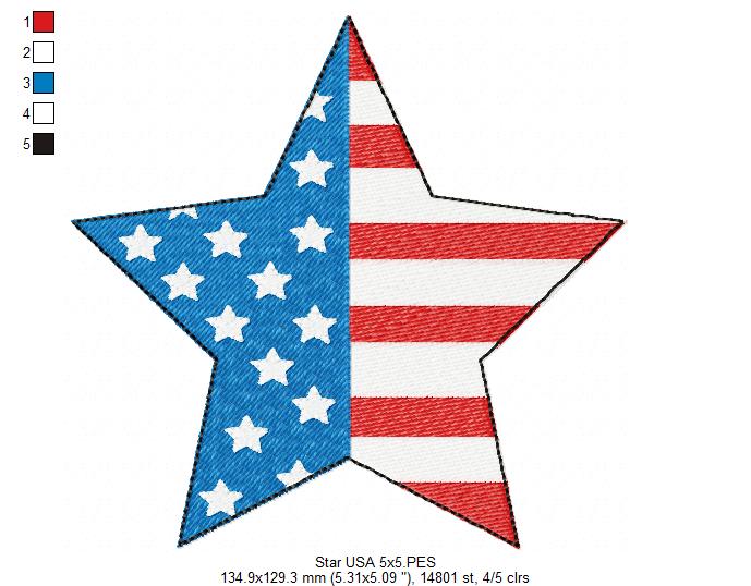 ⭐ Patriotic Star Shine ✨ – Fill Stitch – Machine Embroidery Design