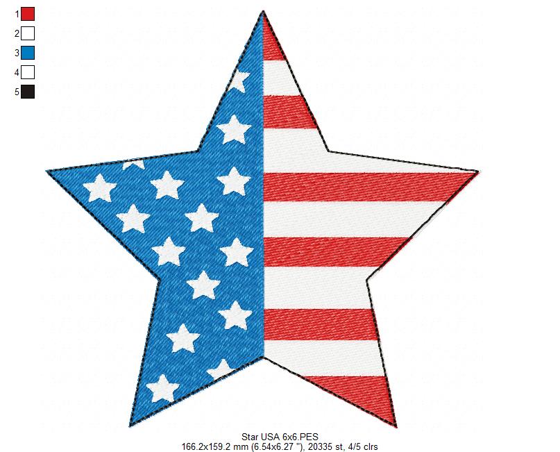 ⭐ Patriotic Star Shine ✨ – Fill Stitch – Machine Embroidery Design