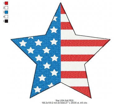 ⭐ Patriotic Star Shine ✨ – Fill Stitch – Machine Embroidery Design