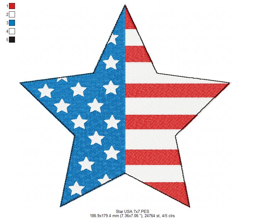 ⭐ Patriotic Star Shine ✨ – Fill Stitch – Machine Embroidery Design