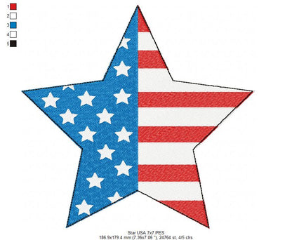 ⭐ Patriotic Star Shine ✨ – Fill Stitch – Machine Embroidery Design