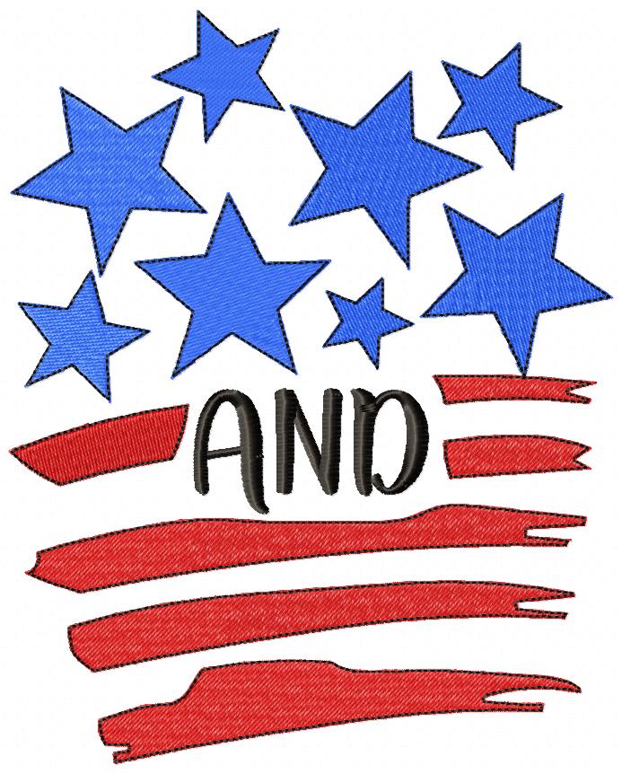 ✨ Shiny Stars and Freedom Stripes – Fill Stitch – Machine Embroidery Design
