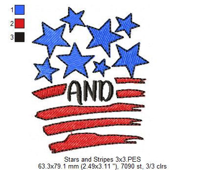 ✨ Shiny Stars and Freedom Stripes – Fill Stitch – Machine Embroidery Design