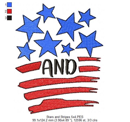 ✨ Shiny Stars and Freedom Stripes – Fill Stitch – Machine Embroidery Design