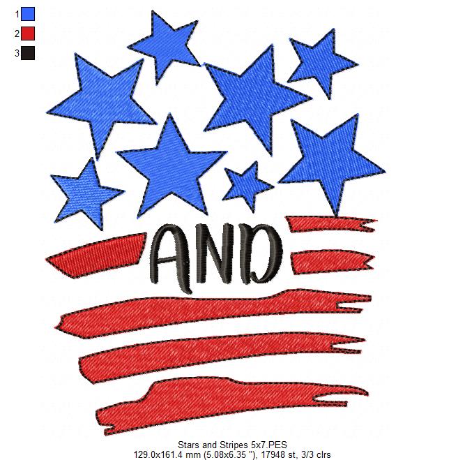 ✨ Shiny Stars and Freedom Stripes – Fill Stitch – Machine Embroidery Design