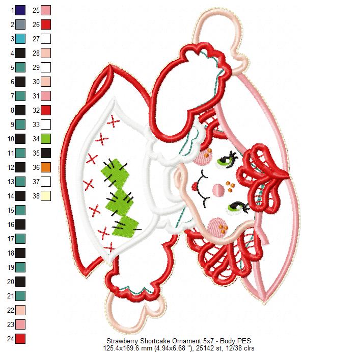 Strawberry Shortcake Ornament - ITH Project - Machine Embroidery Design