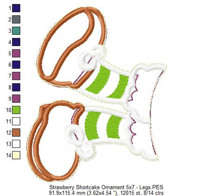 Strawberry Shortcake Ornament - ITH Project - Machine Embroidery Design