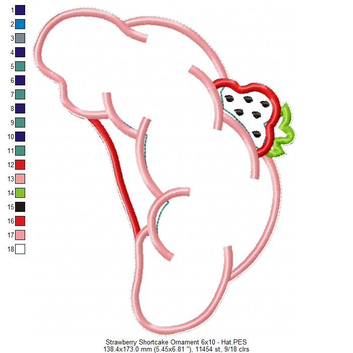 Strawberry Shortcake Ornament - ITH Project - Machine Embroidery Design