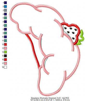 Strawberry Shortcake Ornament - ITH Project - Machine Embroidery Design