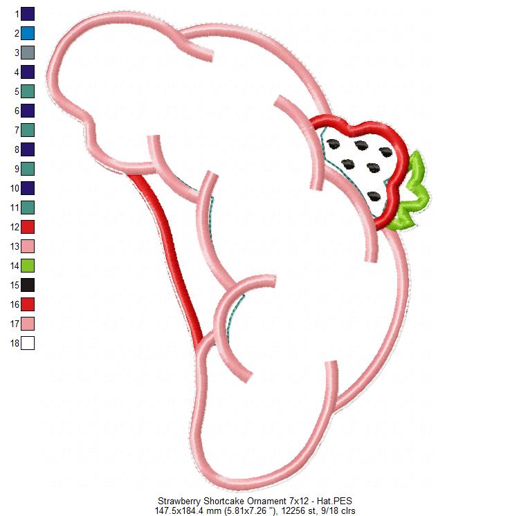 Strawberry Shortcake Ornament - ITH Project - Machine Embroidery Design