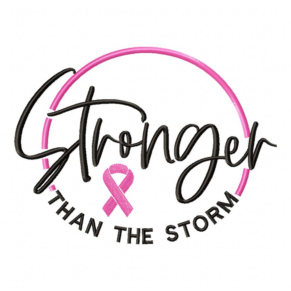 Stronger Than the Storm Pink Ribbon - Fill Stitch - Machine Embroidery Design