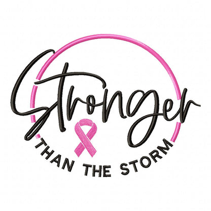 Stronger Than the Storm Pink Ribbon - Fill Stitch - Machine Embroidery Design