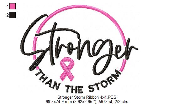 Stronger Than the Storm Pink Ribbon - Fill Stitch - Machine Embroidery Design