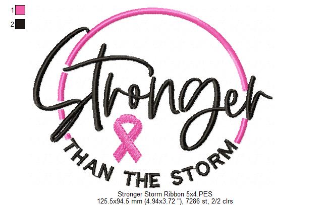 Stronger Than the Storm Pink Ribbon - Fill Stitch - Machine Embroidery Design