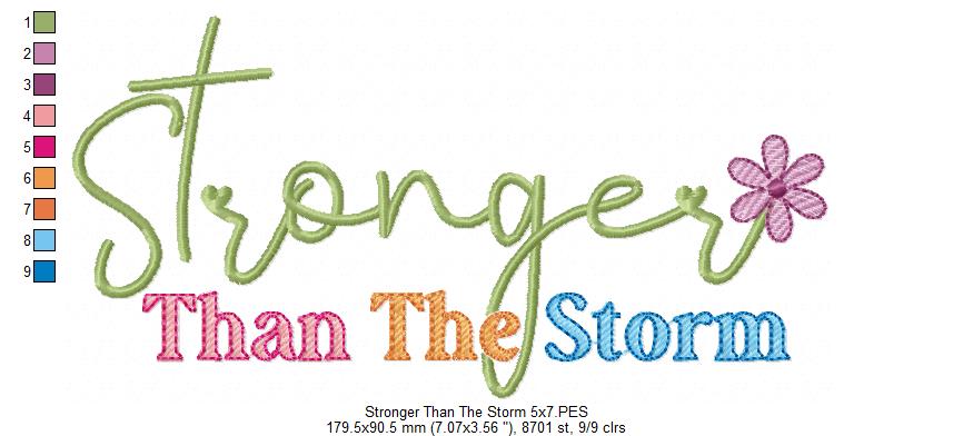 Stronger Than the Storm Flower - Rippled Stitch - Machine Embroidery Design
