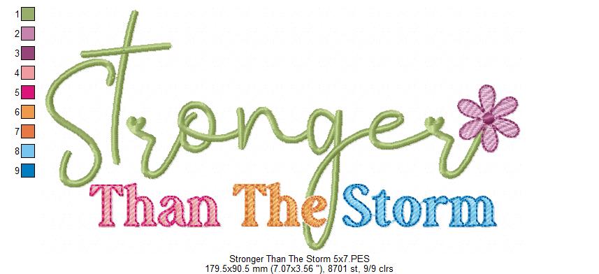 Stronger Than the Storm Flower - Rippled Stitch - Machine Embroidery Design