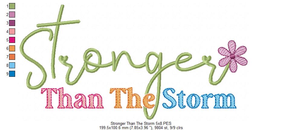 Stronger Than the Storm Flower - Rippled Stitch - Machine Embroidery Design