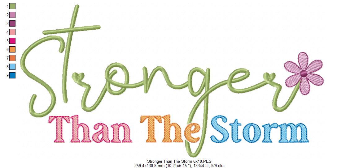 Stronger Than the Storm Flower - Rippled Stitch - Machine Embroidery Design