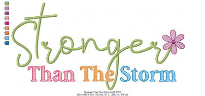 Stronger Than the Storm Flower - Rippled Stitch - Machine Embroidery Design