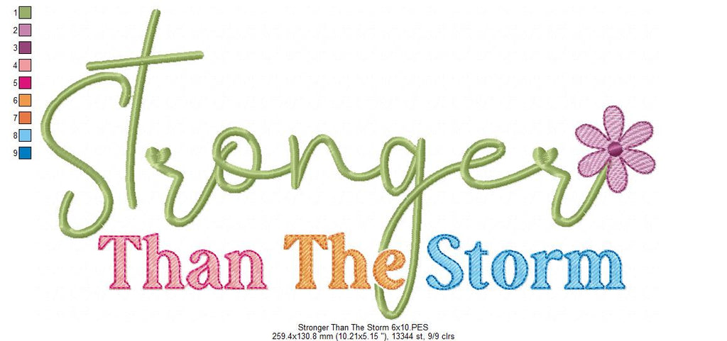 Stronger Than the Storm Flower - Rippled Stitch - Machine Embroidery Design