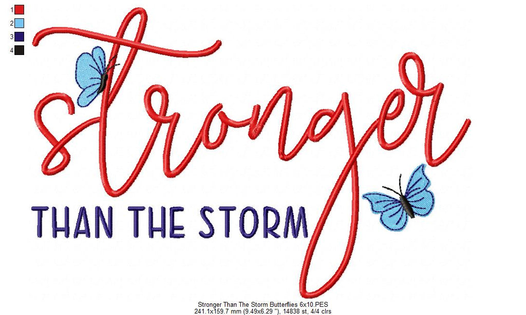 Stronger Than the Storm Butterflies - Fill Stitch - Machine Embroidery Design